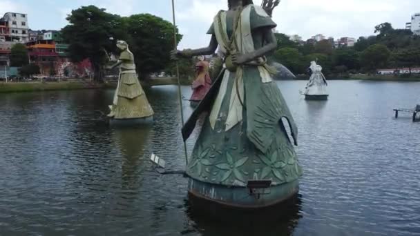 Salvador Bahia Brasil Octubre 2021 Esculturas Orixas Deidades Candobles Ven — Vídeo de stock