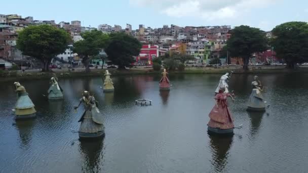 Salvador Bahia Brazil Października 2021 Rzeźby Orixas Bóstwa Kandobelskie Widoczne — Wideo stockowe