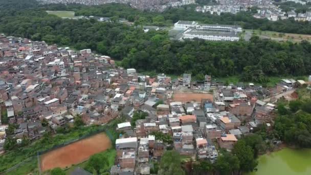 Salvador Bahia Brasilien Oktober 2021 Luftfoto Slum Boliger Ved Siden – Stock-video
