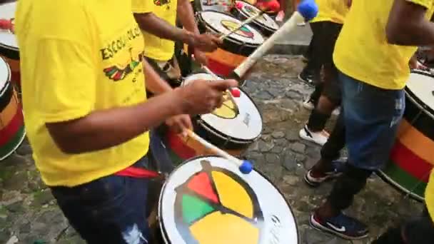 Salvador Bahia Brazilský Října 2021 Muzikanti Školy Pelourinho Historickém Centru — Stock video