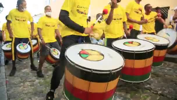 Salvador Bahia Brasile Ottobre 2021 Musicisti Della Scuola Olodum Esibiscono — Video Stock