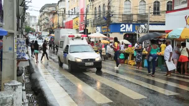 Salvador Bahia Brasil Noviembre 2021 Gente Transitar Por Calle Centro — Vídeo de stock