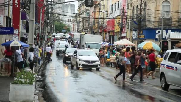 Salvador Bahia Brezilya Kasım 2021 Insanlar Yağmur Mevsiminde Salvador Şehir — Stok video