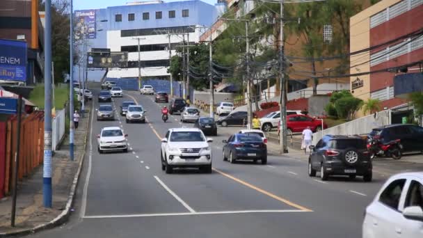 Salvador Bahia Brazil 2021 Július Járműmozgás Egy Salvadori Utcában — Stock videók