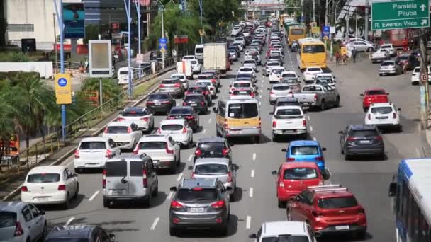 Salvador Bahia Brezilya Temmuz 2021 Salvador Bir Caddede Araç Hareketi — Stok video