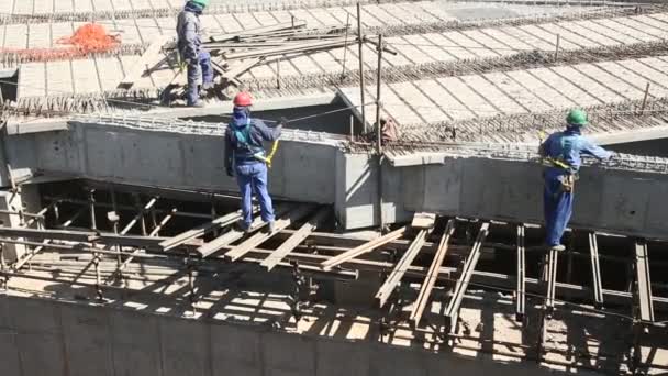 Salvador Bahia Brasil Noviembre 2021 Ven Trabajadores Durante Construcción Puente — Vídeo de stock