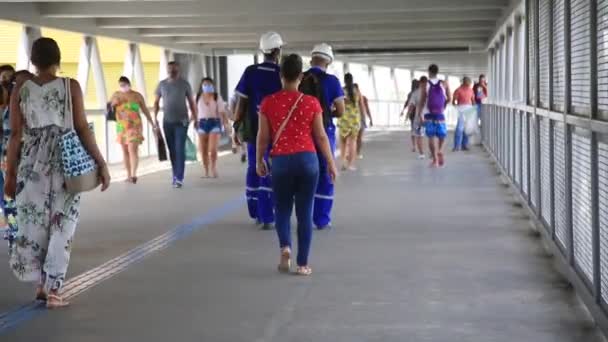 Salvador Bahia Brasile Novembre 2021 Gente Viene Vista Camminare Una — Video Stock