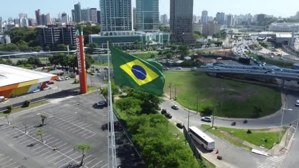 Salvador Bahia Brazil November 2021 Bendera Brasil Terlihat Tiang Bendera — Stok Video