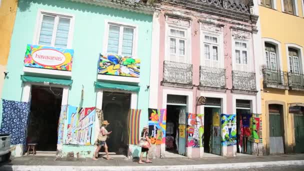 Salvador Bahia Brazil November 2021 Pemandangan Jalanan Pelourinho Pusat Bersejarah — Stok Video