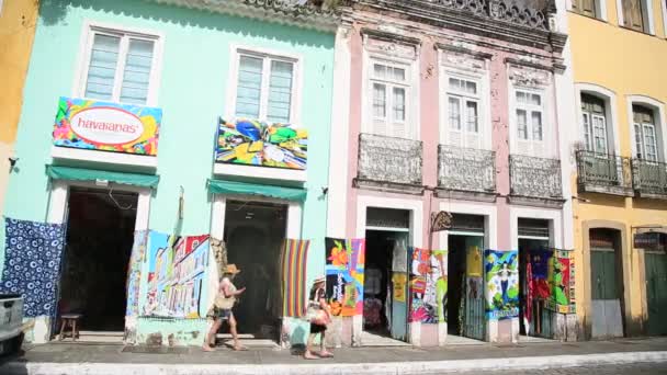 Salvador Bahia Brazylijski Listopada 2021 Widok Ulice Pelourinho Historyczne Centrum — Wideo stockowe