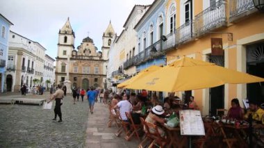 Salvador, Bahia, Brezilya - 10 Kasım 2021: Pelourinho 'daki Sao Francisco Kilisesi, Salvador şehrinin tarihi merkezi.