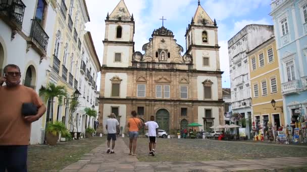 Salvador Bahia Brezilya Kasım 2021 Pelourinho Daki Sao Francisco Kilisesi — Stok video