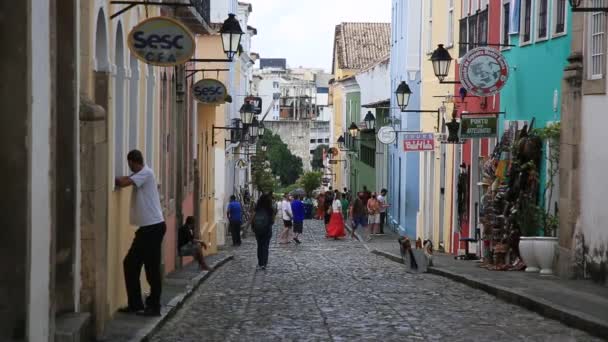 Salvador Bahia Brahbad Ноября 2021 Года Вид Улицы Пелуринью Исторического — стоковое видео
