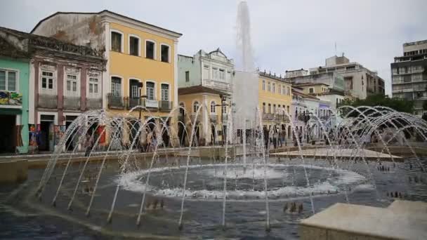 Salvador Bahia Brazilië November 2021 Fontein Zien Pelourinho Historisch Centrum — Stockvideo