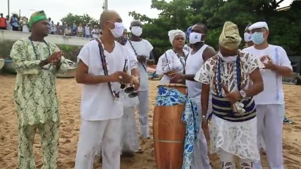 Salvador Bahia Brazil February 2021 Члени Кандомбли Можна Побачити Під — стокове відео