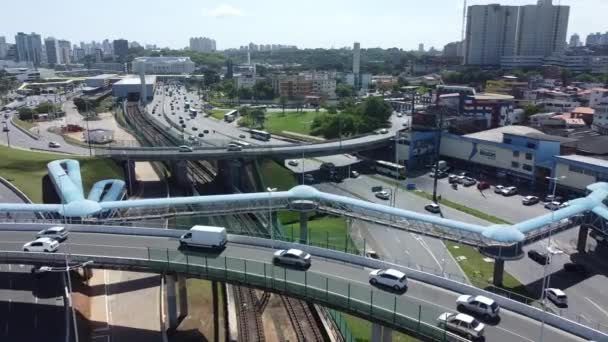 Salvador Bahia Brasil Novembro 2021 Movimento Trânsito Região Iguatemi Cidade — Vídeo de Stock