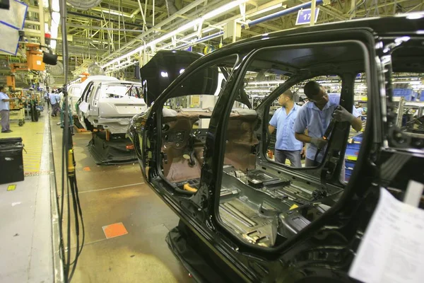 Camacari Bahia Brasil Diciembre 2013 Línea Producción Fábrica Automóviles Ford — Foto de Stock