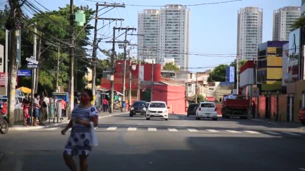 Salvador Bahia Brazil November 2021 Förflyttning Fordon Trafik Staden Salvador — Stockvideo