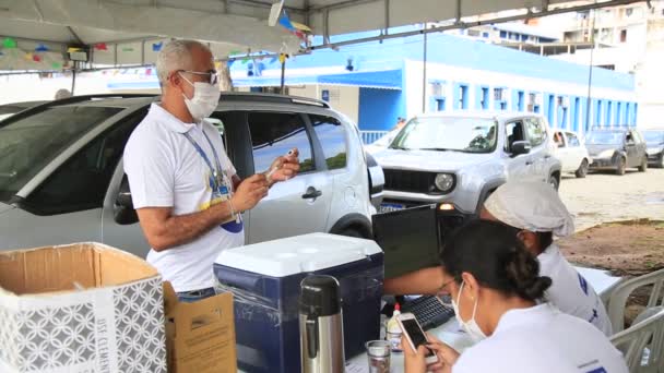 Salvador Bahia Brasile Novembre 2021 Applicazione Oxford Vaccino Astrazeneca Contro — Video Stock