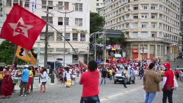 Salvador Bahia Brazil November 2020 Medlemmar Politiska Partier Mot Regeringen — Stockvideo