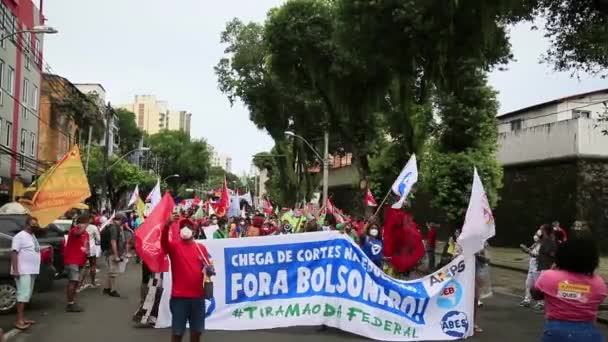 Salvador Bahia Brazilië November 2020 Leden Van Politieke Partijen Tegen — Stockvideo