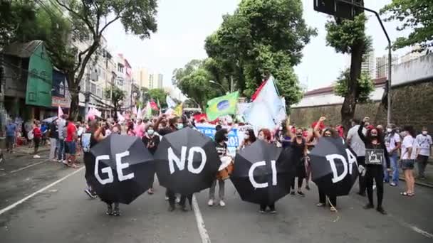 Salvador Bahia Brezilya Kasım 2020 Hükümet Karşıtı Siyasi Parti Üyeleri — Stok video