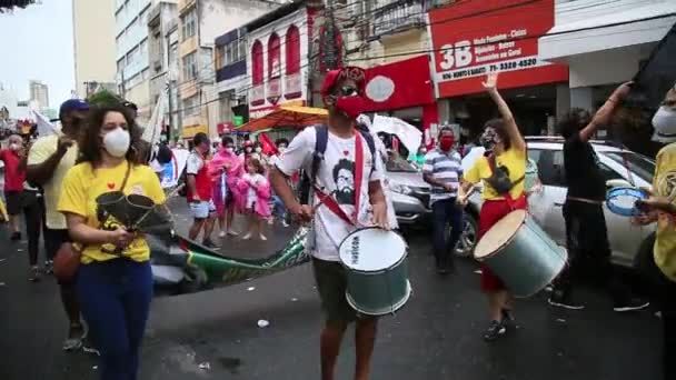 Salvador Bahia Brazylia Listopada 2020 Członkowie Partii Politycznych Przeciwko Rządowi — Wideo stockowe
