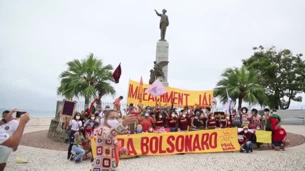 Salvador Bahia Brazylia Listopada 2020 Członkowie Partii Politycznych Przeciwko Rządowi — Wideo stockowe