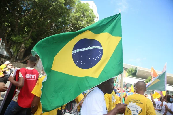 Salvador Bahia Brésil Novembre 2021 Membre Des Centrales Syndicales Manifestants — Photo