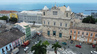 Salvador, Bahia, Brezilya - 20 Kasım 2021: Pelourinho 'daki Salvador Katedrali Bazilikası.