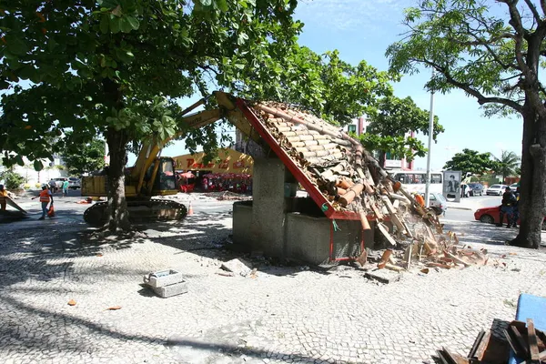 Salvador Bahia Brazylijski Lipiec 2014 Obszar Zburzony Podczas Remontu Chodnika — Zdjęcie stockowe