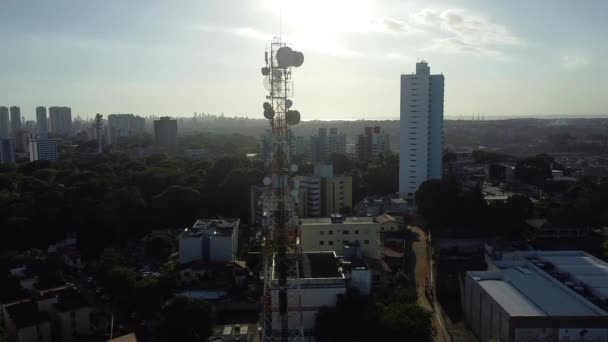 Salvador Bahia Brazil November 2021 Mobiltelefon Och Telekommunikationstorn Cabula Området — Stockvideo