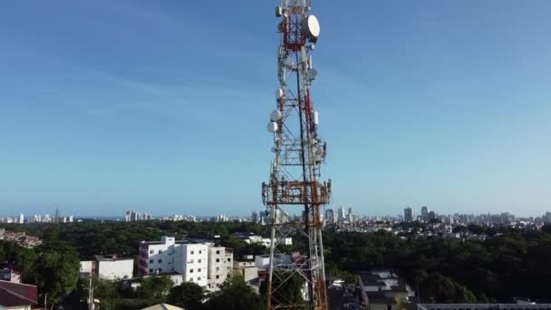 Salvador Bahia Brazílie Listopad 2021 Mobilní Telefon Telekomunikační Věž Okolí — Stock video