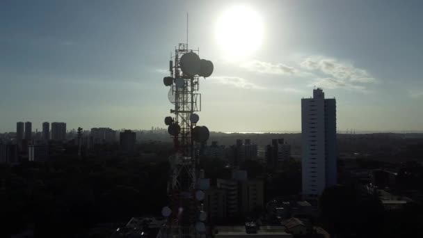 Salvador Bahia Brasilien November 2021 Mobilfunk Und Telekommunikationsturm Cabula Viertel — Stockvideo