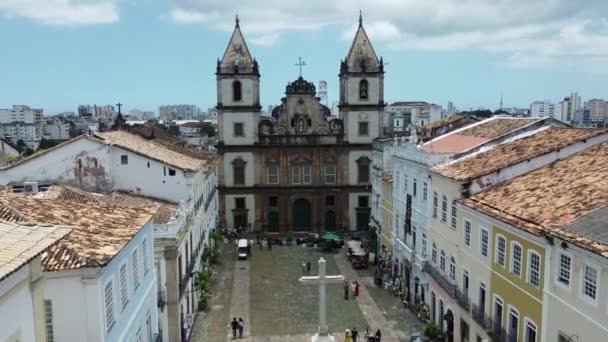 Salvador Bahia Brazília November 2021 Kilátás Sao Francisco Templom Pelourinho — Stock videók