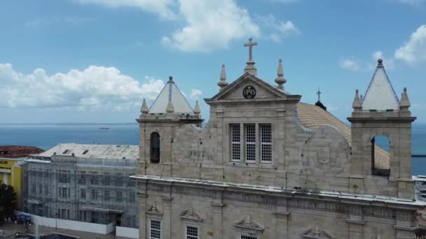 Salvador Bahia Brazilië November 2021 Uitzicht Kathedraal Basiliek Van Salvador — Stockvideo