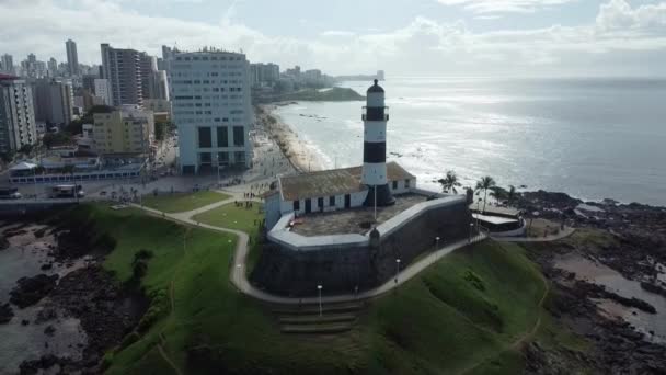 Salvador Bahia Brasil Novembro 2021 Vista Aérea Forte Santo Antonio — Vídeo de Stock