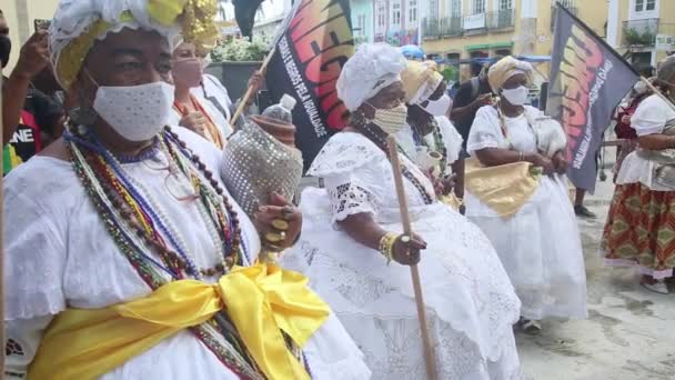 Salvador Bahia Brazil November 2021 Anggota Candomble Dan Entitas Hitam — Stok Video