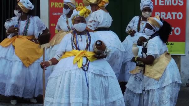 Salvador Bahia Brazil November 2021 Anggota Candomble Dan Entitas Hitam — Stok Video