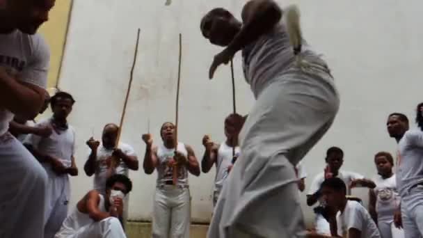 Salvador Bahia Brasil Novembro 2021 Capoeiristas Saat Tampil Historic Center — Stok Video
