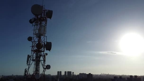 Salvador Bahia Brazil November 2021 Telepon Genggam Dan Menara Telekomunikasi — Stok Video