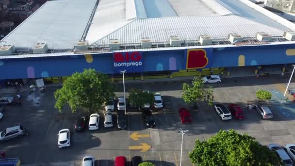 Salvador Bahia Braziliaans November 2021 Vanuit Lucht Uitzicht Supermarkt Big — Stockvideo