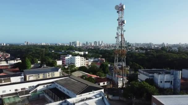 Salvador Bahia Brazil November 2021 Mobile Phone Telelecommunication Tower Cabula — стокове відео