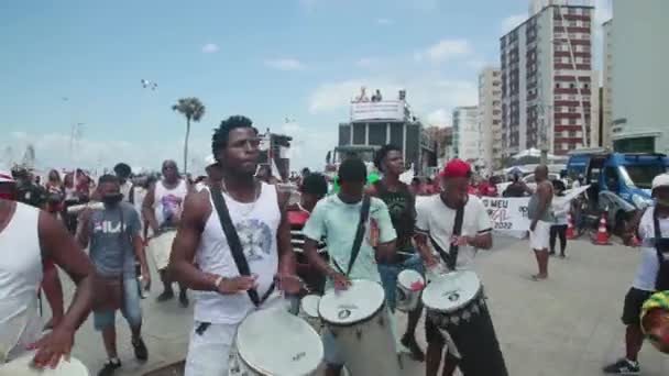 Salvador Bahia Brazil November 2021 Slagverk Staden Salvador Protest För — Stockvideo