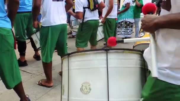 Salvador Bahia Brasilien November 2021 Percussion Gruppe Tritt Der Stadt — Stockvideo