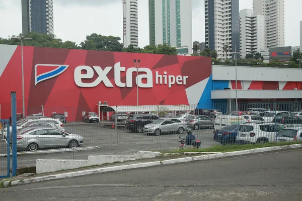 Salvador Bahia Brasil Novembro 2021 Fachada Uma Loja Supermercados Extra — Fotografia de Stock