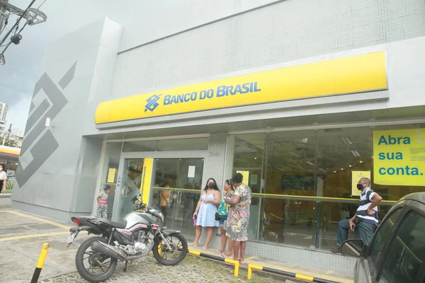 Salvador Bahia Brasil Novembro 2021 Pessoas Fazem Fila Para Entrar — Fotografia de Stock