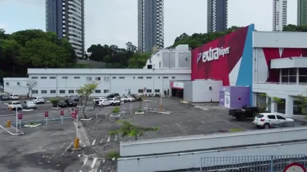 Salvador Bahia Braziliaans November 2021 Vanuit Lucht Uitzicht Supermarkt Big — Stockvideo