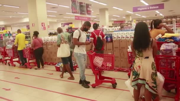 Salvador Bahia Brasil Noviembre 2021 Compras Clientes Estante Supermercados Ciudad — Vídeos de Stock