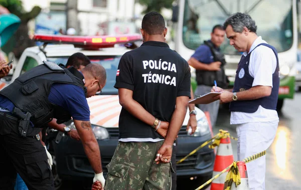 Salvador Bahia Brezilya Ağustos 2013 Teknik Polis Cinayet Masası Memurları — Stok fotoğraf